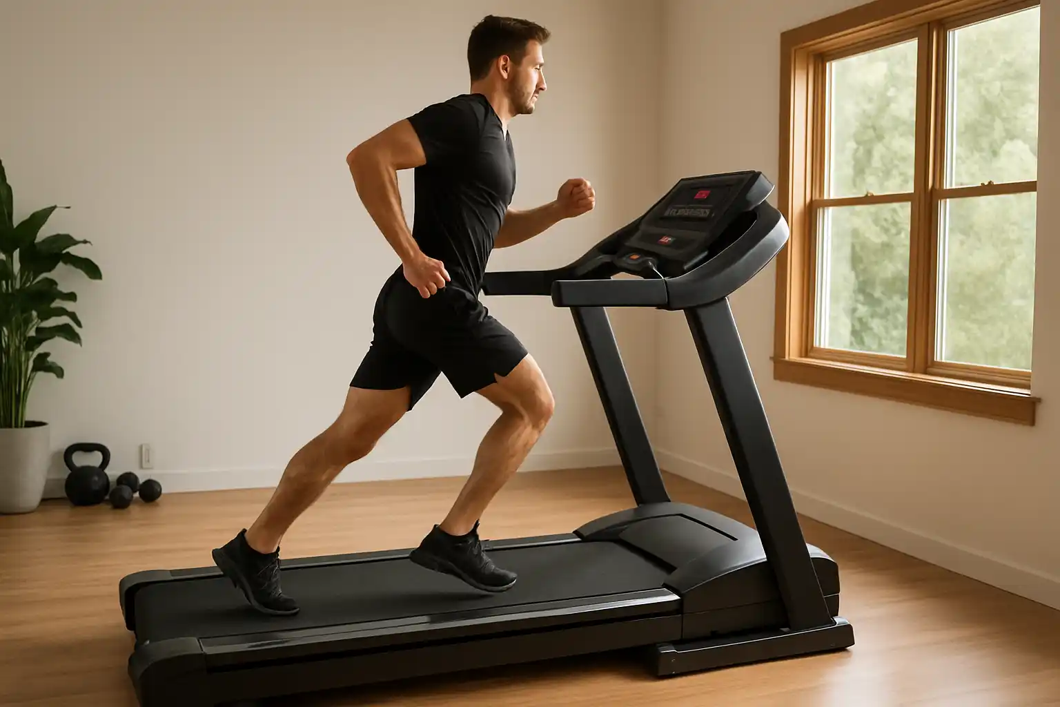 Heavy-duty treadmill designed for intense workouts and higher weight limits.