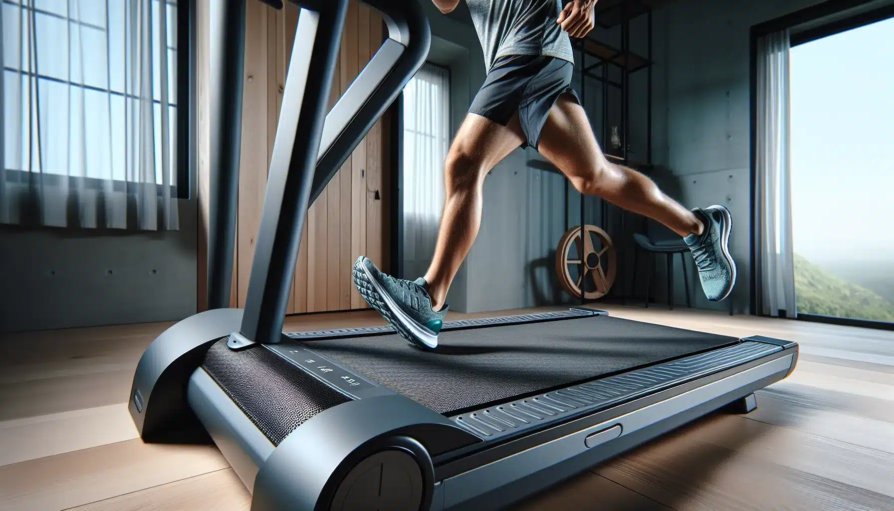 Runner using a cushioned treadmill deck with adjustable softness