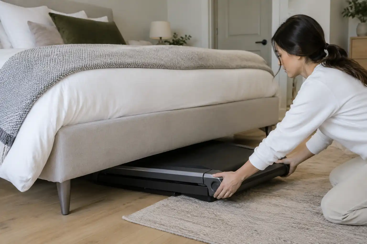 Best folding treadmill under bed storage example with a compact treadmill beneath a bed