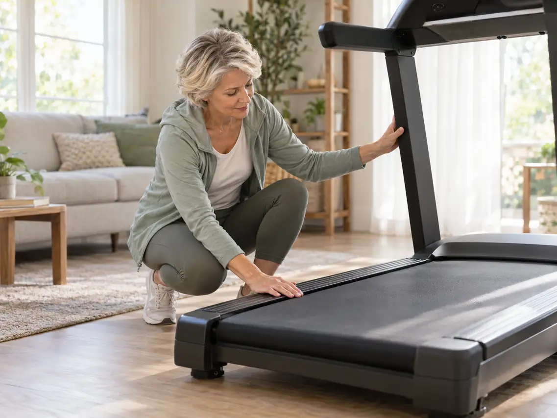 Best Quiet Treadmill for Apartment How to Choose Woman using a quiet treadmill while evaluating apartment-friendly home workout features