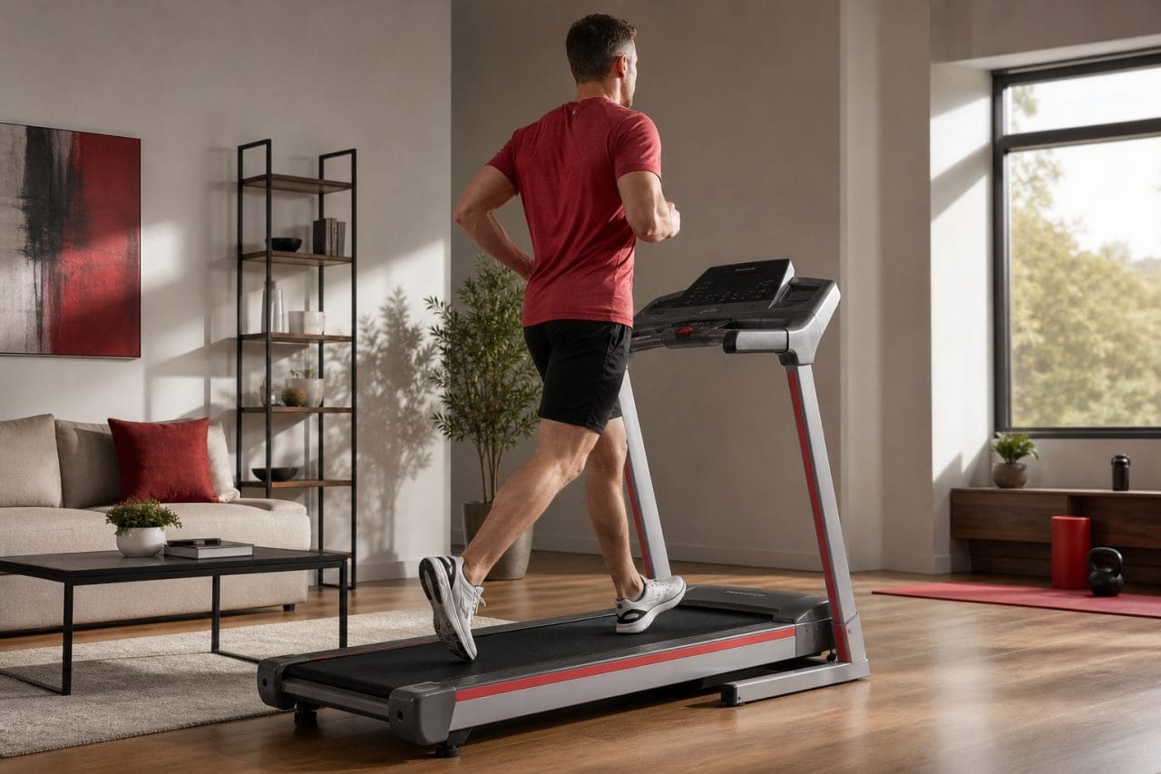 Best folding treadmill for home use in a modern apartment with compact space-saving design