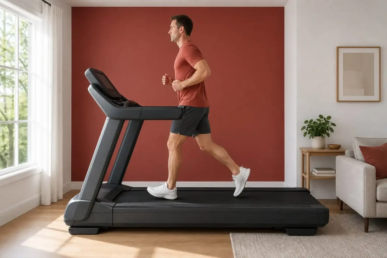 Walking on a Treadmill for Beginners Best treadmill for jogging with a man shown from the side