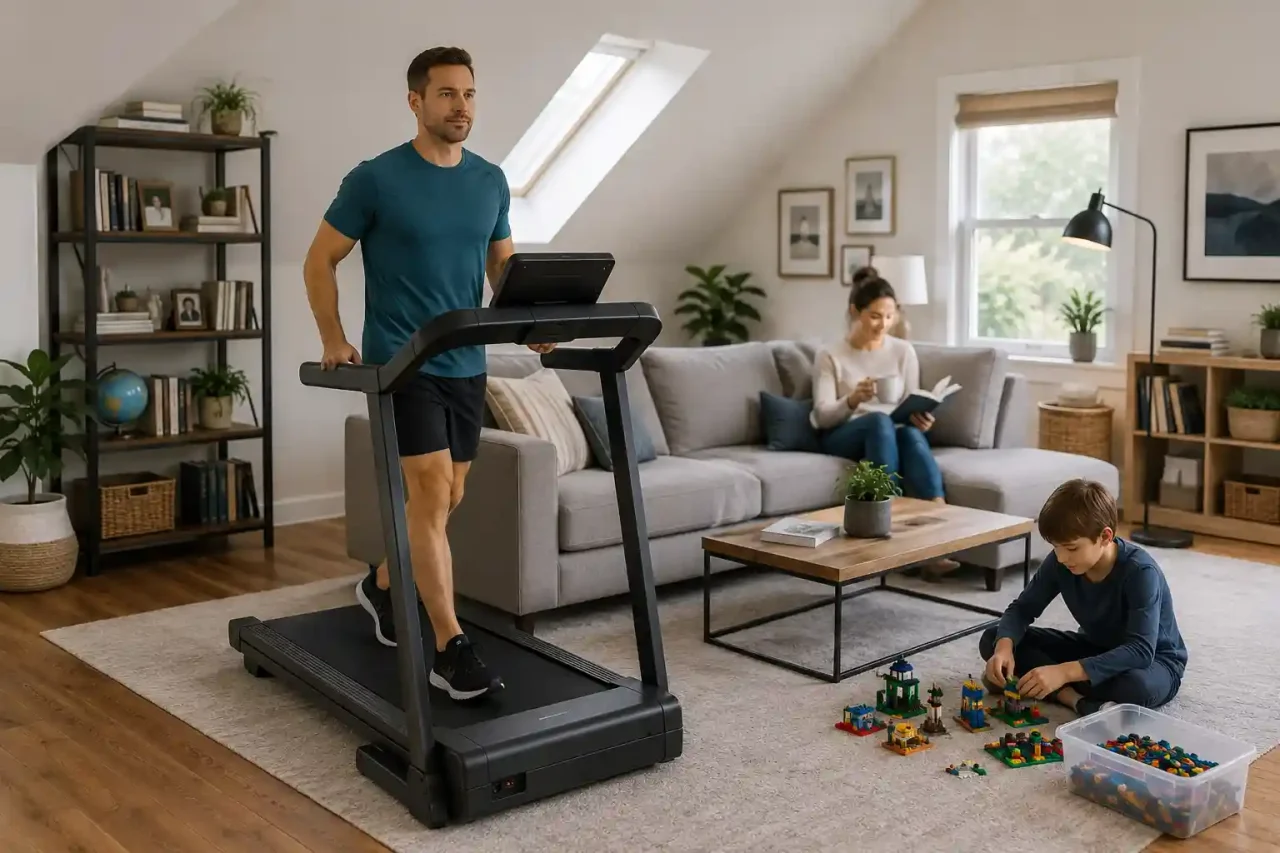 Best treadmill for shared spaces in a family living room with adults and children