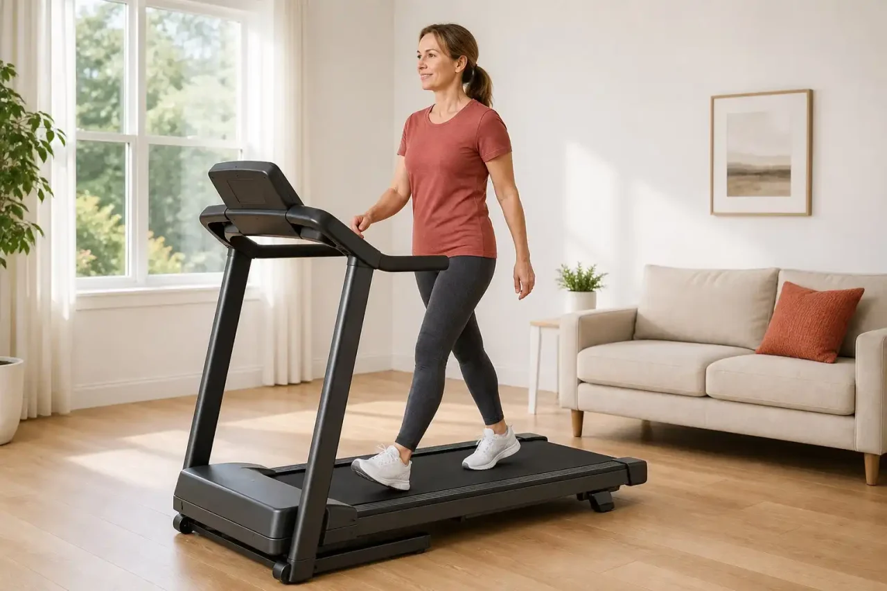 Beginner Treadmill for Home Fitness Woman using the best treadmill for walking at home