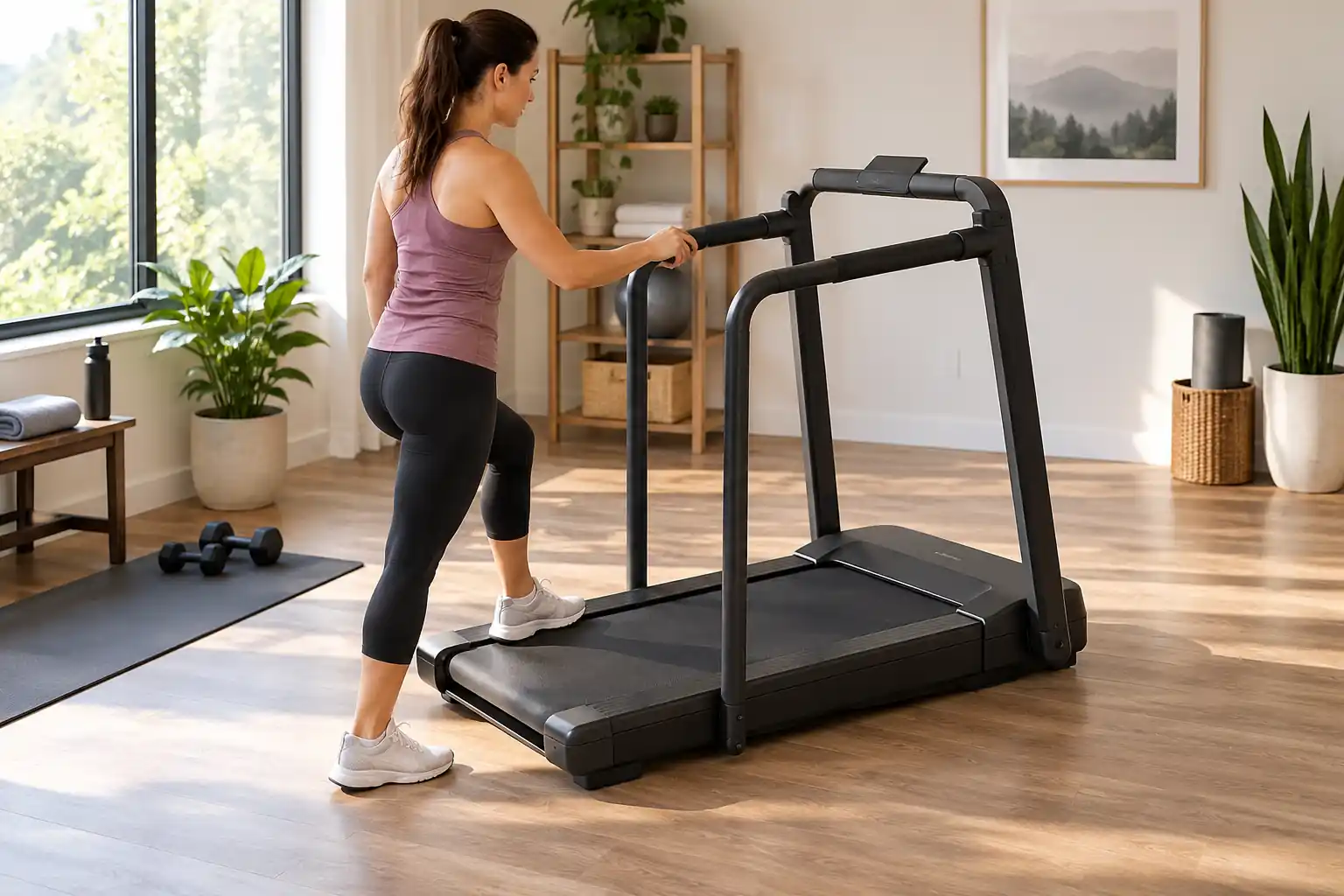 Best treadmill with handle used for supported step-up and balance at home