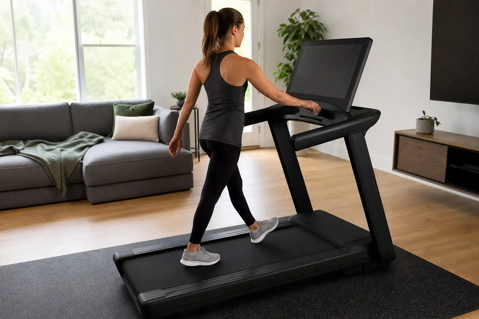 Peloton Tread Without Subscription: home treadmill scene